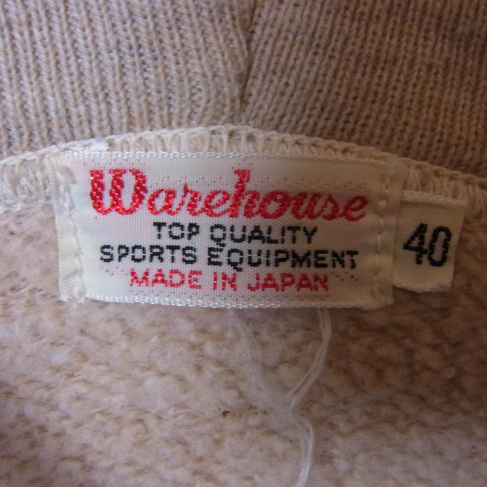 WAREHOUSE ウエアハウス Set In Hood 2本針フード 無地 パーカー ベージュ系 40【中古】