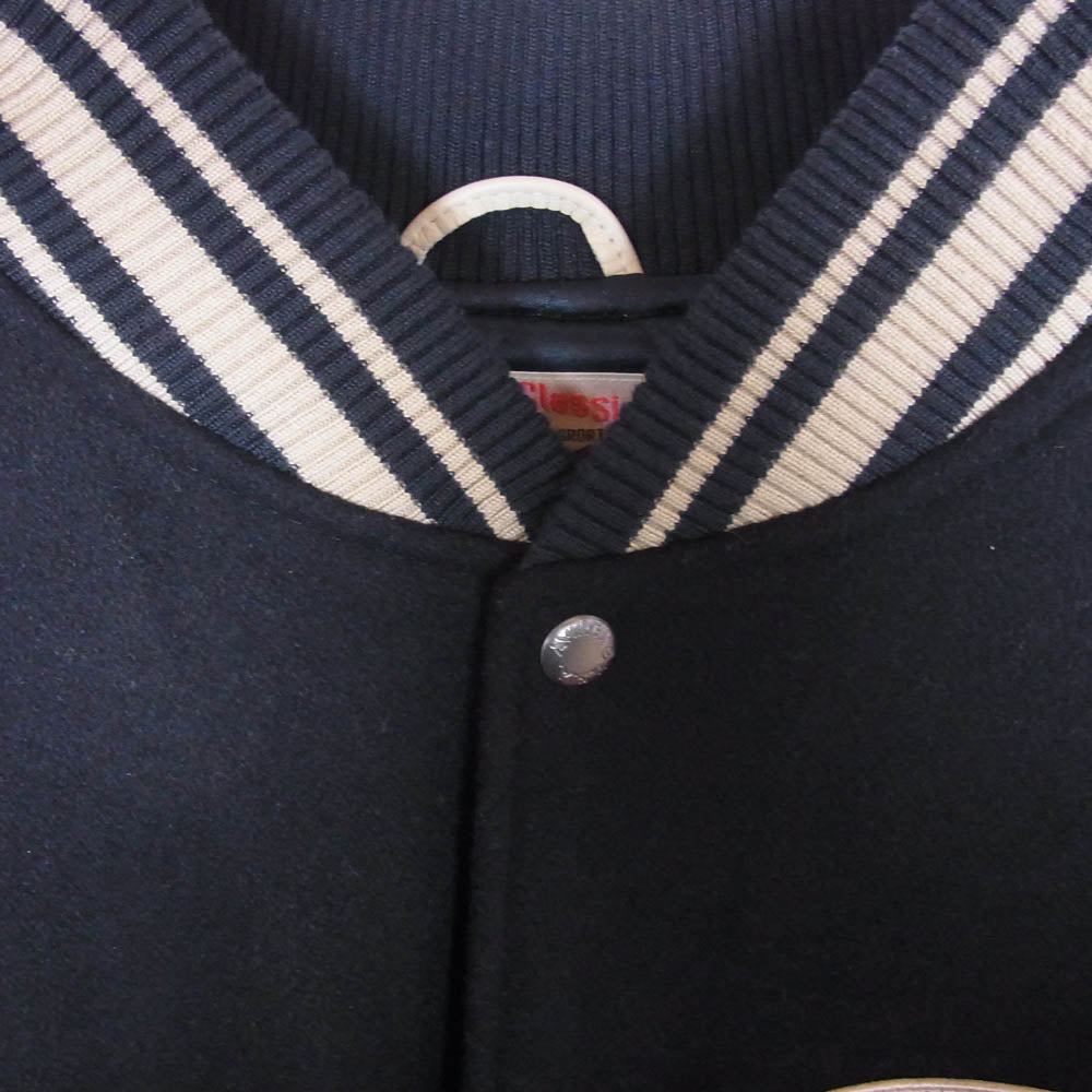 AVIREX アヴィレックス 783-3952013 SIGNATUR VARSITY JACKET シグネチャー バーシティ ジャケット スタジャン スタジアムジャンパー ネイビー系 L【中古】