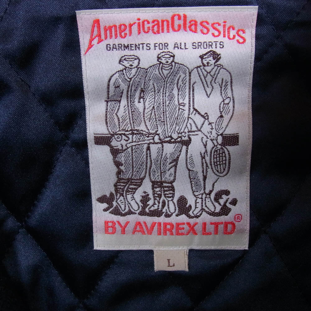 AVIREX アヴィレックス 783-3952013 SIGNATUR VARSITY JACKET シグネチャー バーシティ ジャケット スタジャン スタジアムジャンパー ネイビー系 L【中古】