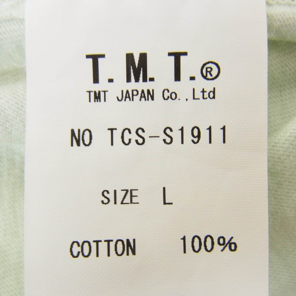 TMT ティーエムティー TCS-S1911 ワンポイント ポケット 半袖 Tシャツ ライトグリーン系 L【中古】