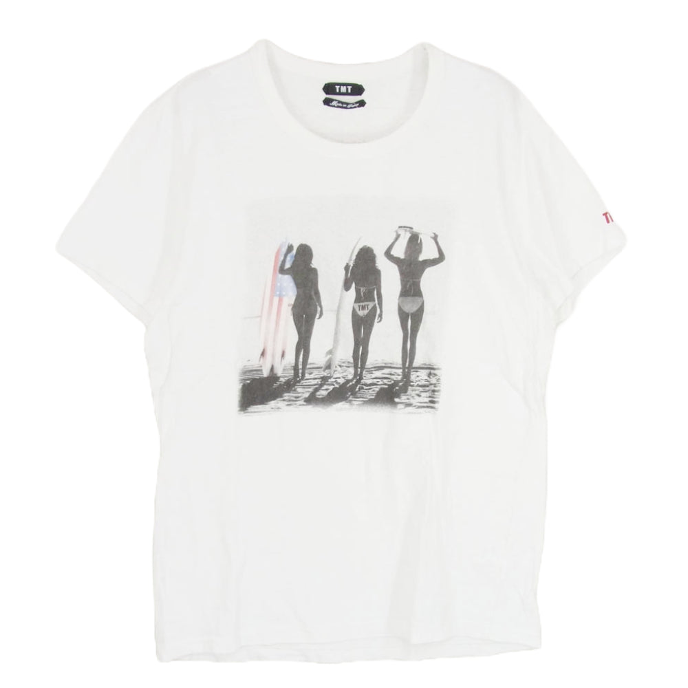 TMT ティーエムティー TCS-S18SP07 S/SL ラフィー天竺 TEE SURF GIRL PHOTO 半袖 Tシャツ ホワイト系 L【中古】
