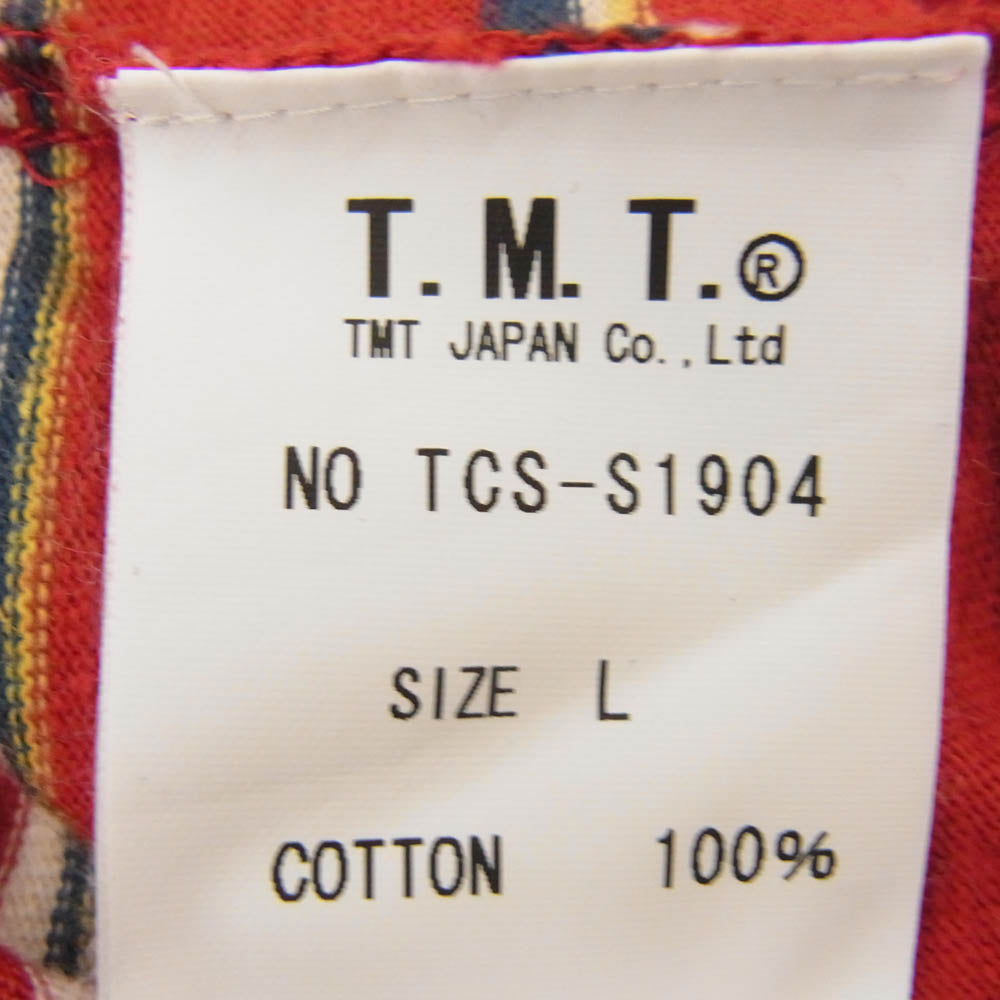 TMT ティーエムティー TCS-S1904 ボーダー 半袖 Tシャツ カットソー レッド系 L【中古】