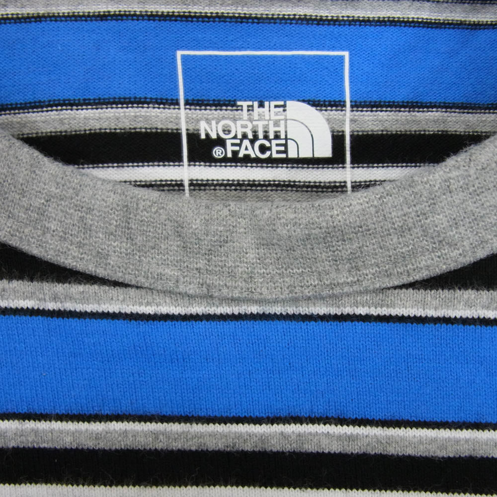 THE NORTH FACE ノースフェイス NT32253 S/S MULTI BORDER TEE ヘビーウエイト 半袖 Tシャツ ブルー系 L【中古】