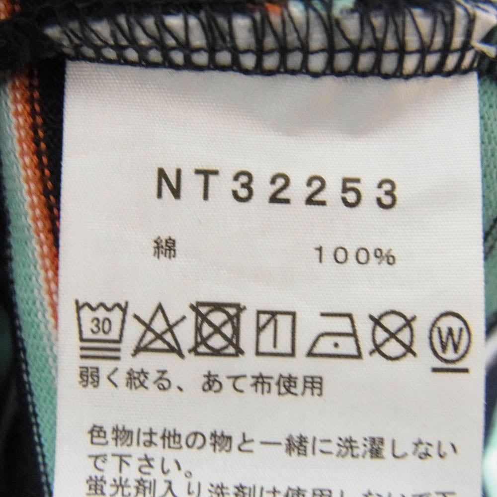 THE NORTH FACE ノースフェイス NT32253 S/S MULTI BORDER TEE ヘビーウエイト 半袖 Tシャツ グリーン系 L【中古】