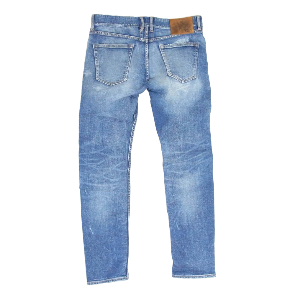 TMT ティーエムティー TPT-F2105 HYBRID-STRETCH DENIM 5P TIGHT TAPERED ダメージ加工 テーパード デニム パンツ インディゴブルー系 L【中古】