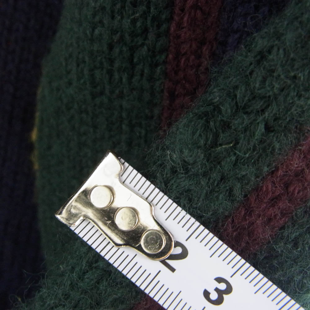 POLO RALPH LAUREN ポロ・ラルフローレン STRIPE CARDIGAN WOOL ウール100％ 厚手 ショールカラー ニット カーディガン ネイビー系 L【中古】