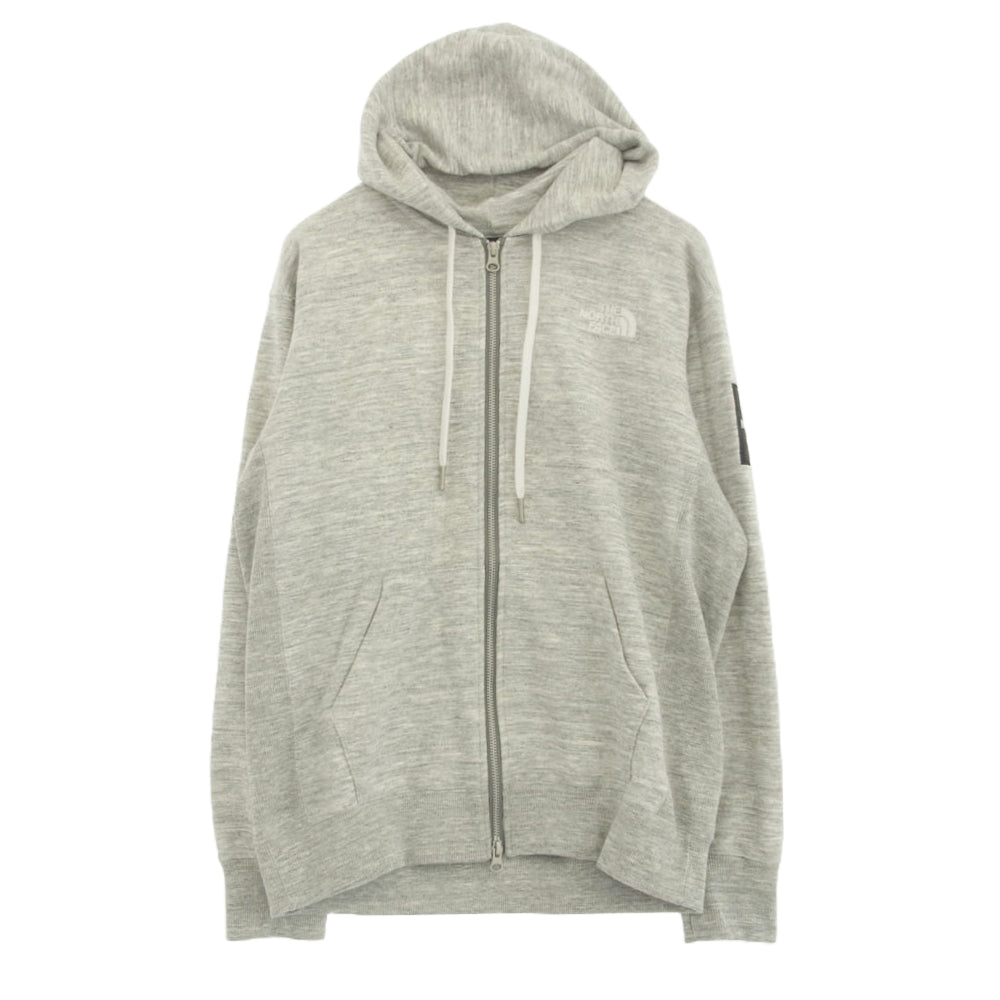 THE NORTH FACE ノースフェイス NT12335 Hooded Sweatshirt スクエアロゴ ジップアップ パーカー グレー系 S【中古】