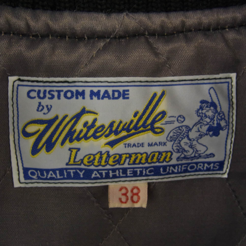 WHITESVILLE ホワイツビル WV11595 スカル イーグル ワッペン ロゴ フルデコ ウール レザー アワード ジャケット スタジャン ブラック系 38【中古】