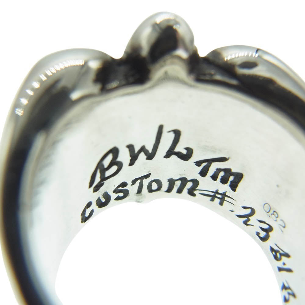 BILL WALL LEATHER ビルウォールレザー Tribal Band Ring w/ Skull w/Ruby Eyes 両目ルビーカスタム トライバルバンド スカル リング シルバー系 レッド系 約19.5号【中古】