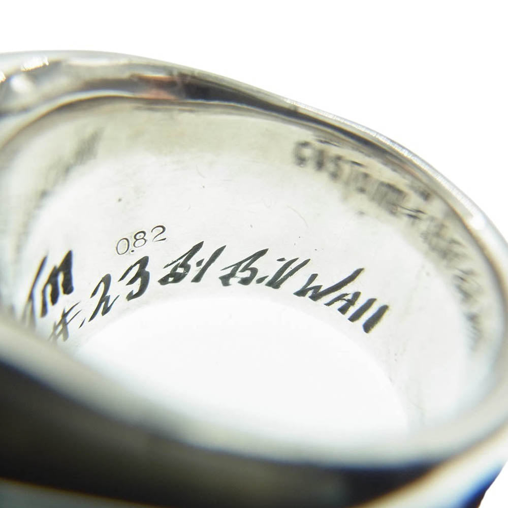 BILL WALL LEATHER ビルウォールレザー Tribal Band Ring w/ Skull w/Ruby Eyes 両目ルビーカスタム トライバルバンド スカル リング シルバー系 レッド系 約19.5号【中古】