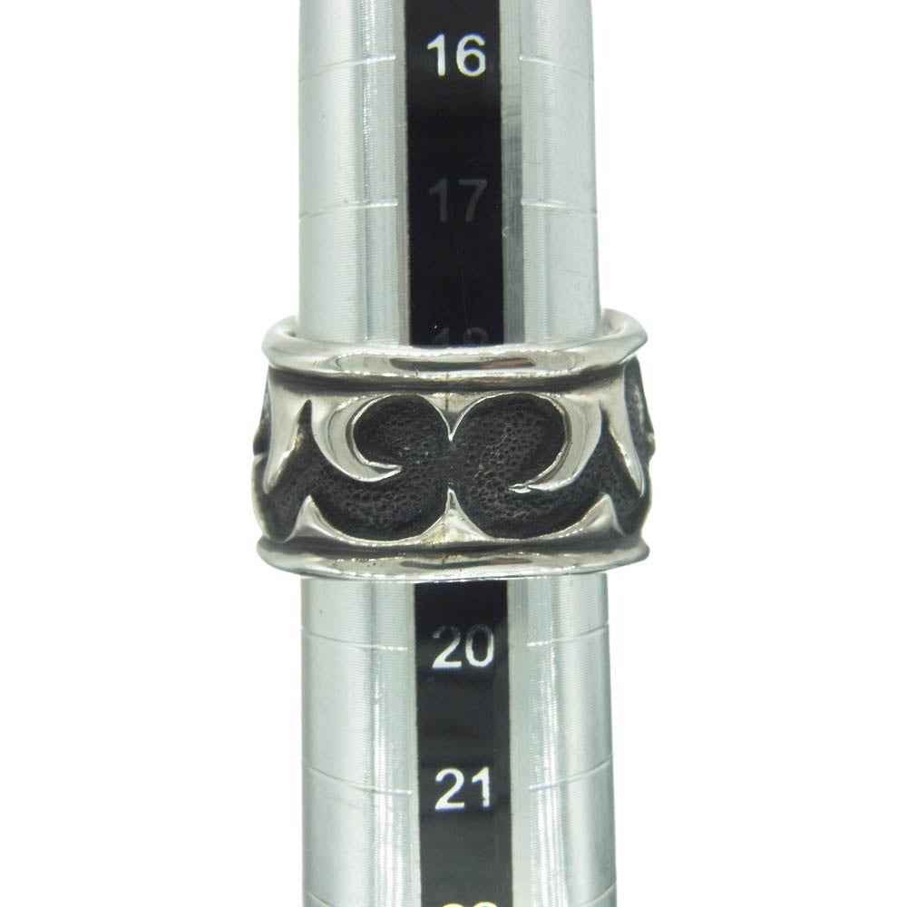 BILL WALL LEATHER ビルウォールレザー Tribal Band Ring w/ Skull w/Ruby Eyes 両目ルビーカスタム トライバルバンド スカル リング シルバー系 レッド系 約19.5号【中古】