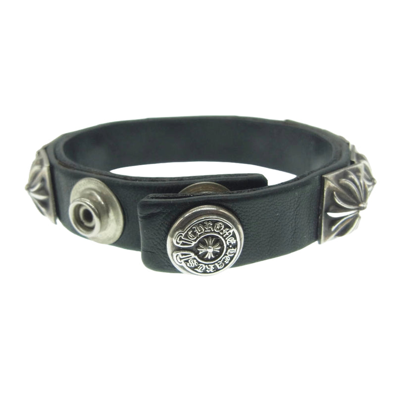 CHROME HEARTS クロムハーツ（原本無） ZERO STUD SNGL ROW ピラミッド シングル レザー ブレスレット【中古】