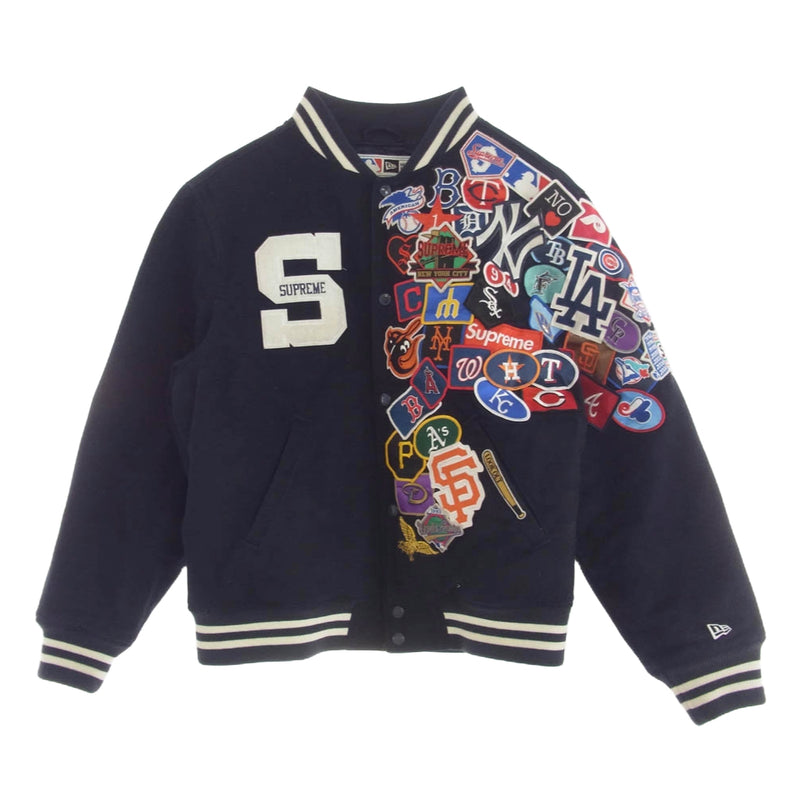 Supreme シュプリーム 20SS × New Era ニューエラ MLB Varsity Jacket バーシティ ジャケット スタジャン ブルゾン ネイビー系 M【中古】