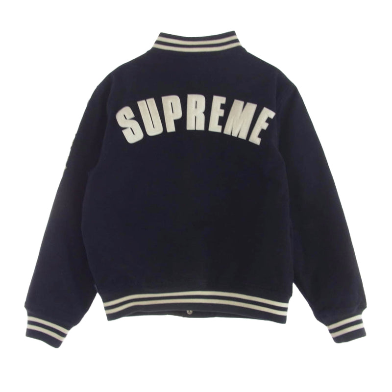 Supreme シュプリーム 20SS × New Era ニューエラ MLB Varsity Jacket バーシティ ジャケット スタジャン ブルゾン ネイビー系 M【中古】