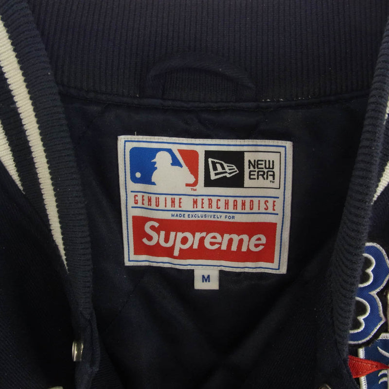 Supreme シュプリーム 20SS × New Era ニューエラ MLB Varsity Jacket バーシティ ジャケット スタジャン ブルゾン ネイビー系 M【中古】