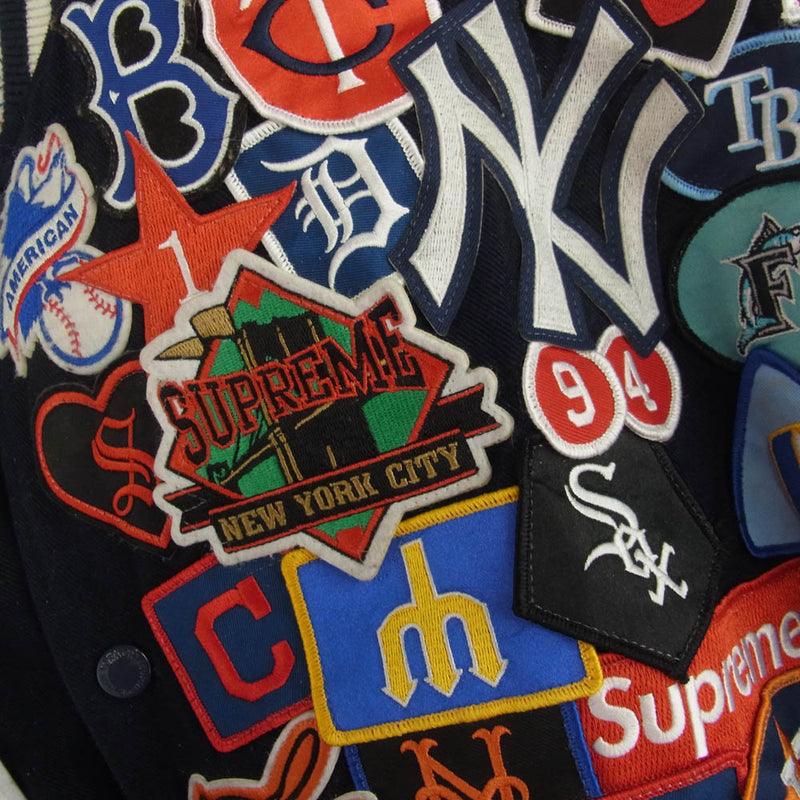 Supreme シュプリーム 20SS × New Era ニューエラ MLB Varsity Jacket バーシティ ジャケット スタジャン ブルゾン ネイビー系 M【中古】