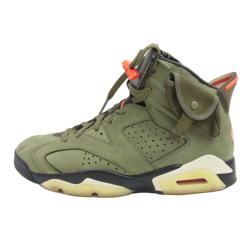 NIKE ナイキ CN1084-200 フェイクバスターズ鑑定済 Travis Scott Air Jordan 6 Retro Medium Olive トラヴィススコット エアジョーダン6 レトロ ミディアム オリーブ スニーカー カーキ系 ブラック系 27.5cm【中古】