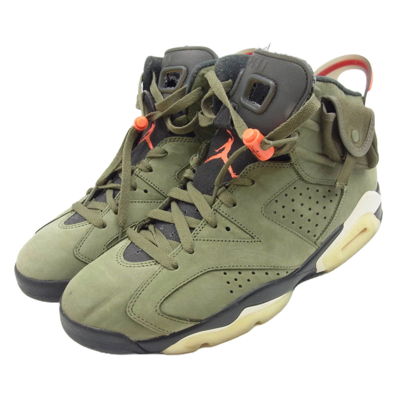 NIKE ナイキ CN1084-200 フェイクバスターズ鑑定済 Travis Scott Air Jordan 6 Retro Medium Olive トラヴィススコット エアジョーダン6 レトロ ミディアム オリーブ スニーカー カーキ系 ブラック系 27.5cm【中古】