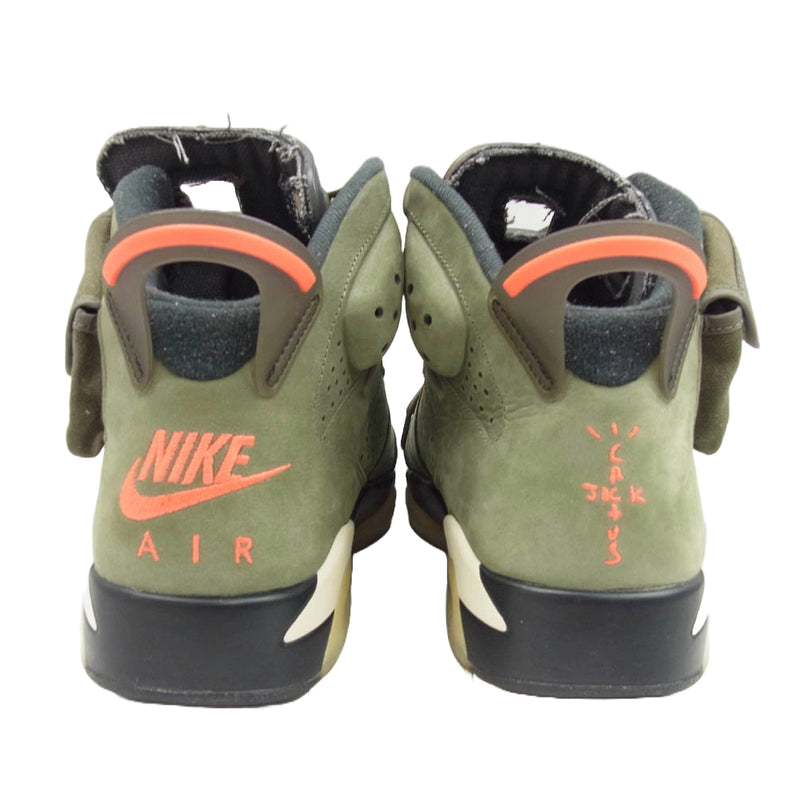 NIKE ナイキ CN1084-200 フェイクバスターズ鑑定済 Travis Scott Air Jordan 6 Retro Medium Olive トラヴィススコット エアジョーダン6 レトロ ミディアム オリーブ スニーカー カーキ系 ブラック系 27.5cm【中古】