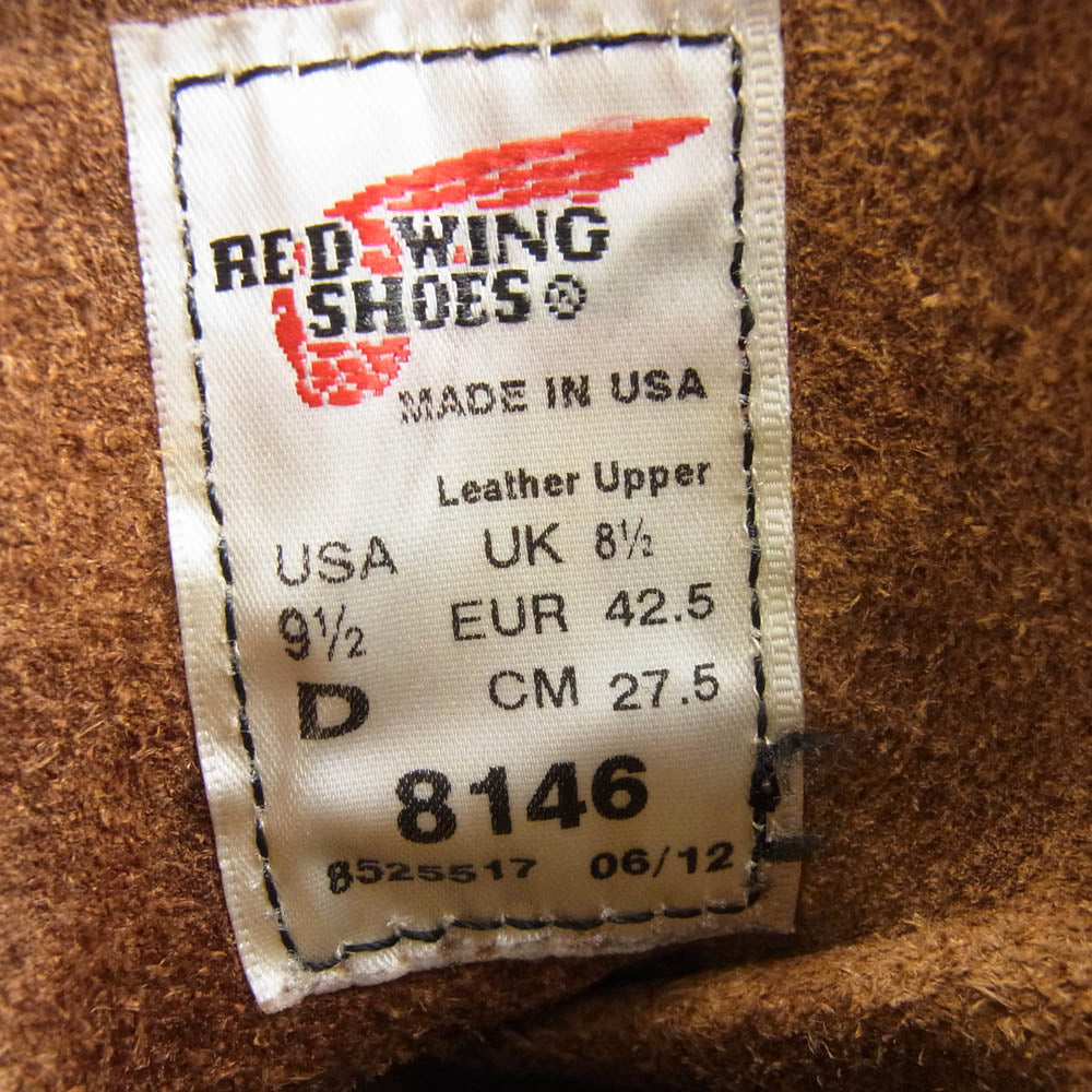 RED WING レッドウィング 8146 ROUGHNECK ラフネック BRIAR OIL SLICK ブライアー オイル スリック ビブラム ラグソール ブーツ ブラウン系 9.5【中古】