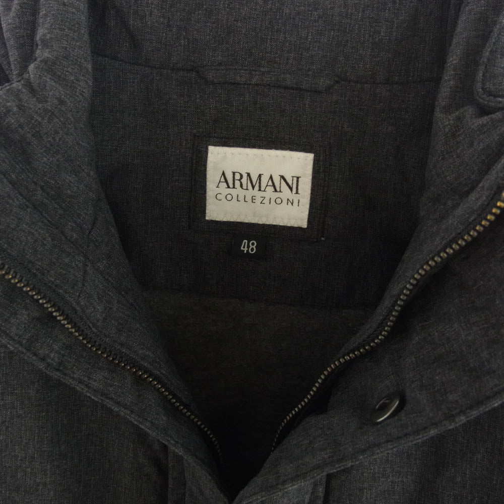 ARMANI COLLEZIONI アルマーニコレッツォーニ HCI25EW フード収納可能 中綿 ロング ジャケット コート ダークグレー系 48【中古】