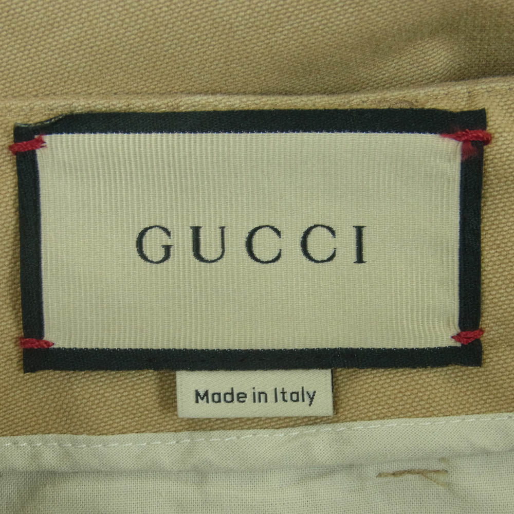 GUCCI グッチ MH9 651728 キャット 刺繍 チノ トラウザー パンツ コットン イタリア製 ベージュ系 9813 44【極上美品】【中古】