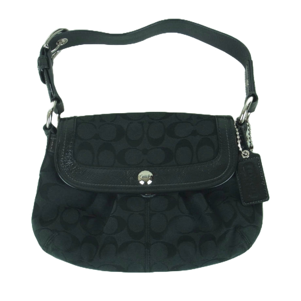 COACH コーチ F13738 シグネチャーロゴ ハンド ショルダー バッグ ブラック系【中古】