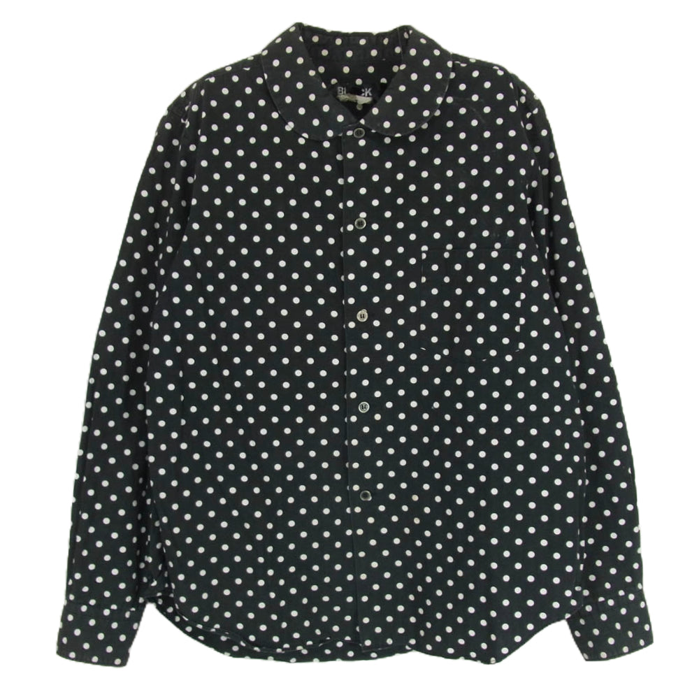 BLACK COMME des GARCONS ブラックコムデギャルソン AD2008 1C-B010 ドット柄 長袖 シャツ 丸襟 ブラック系 M【中古】