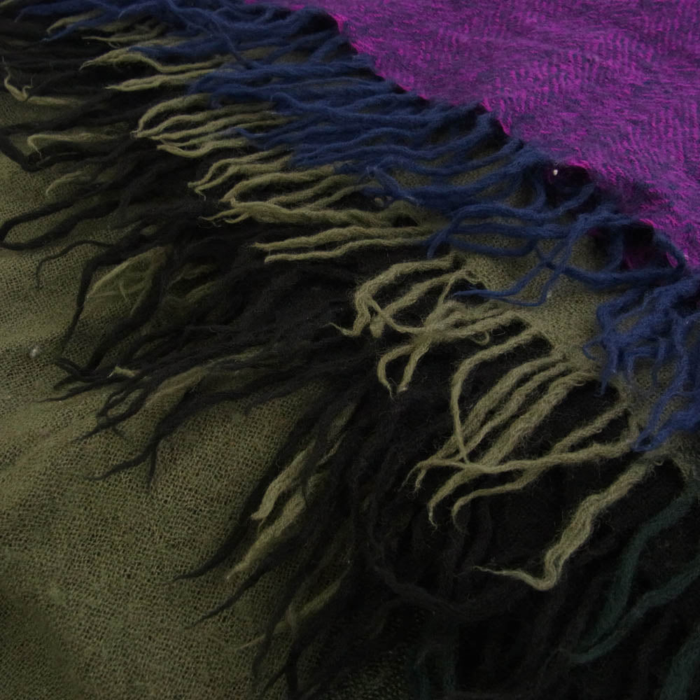 Y's Yohji Yamamoto ワイズ ヨウジヤマモト ウール 大判 ストール マフラー カラー切替 ブラック系 パープル系【中古】