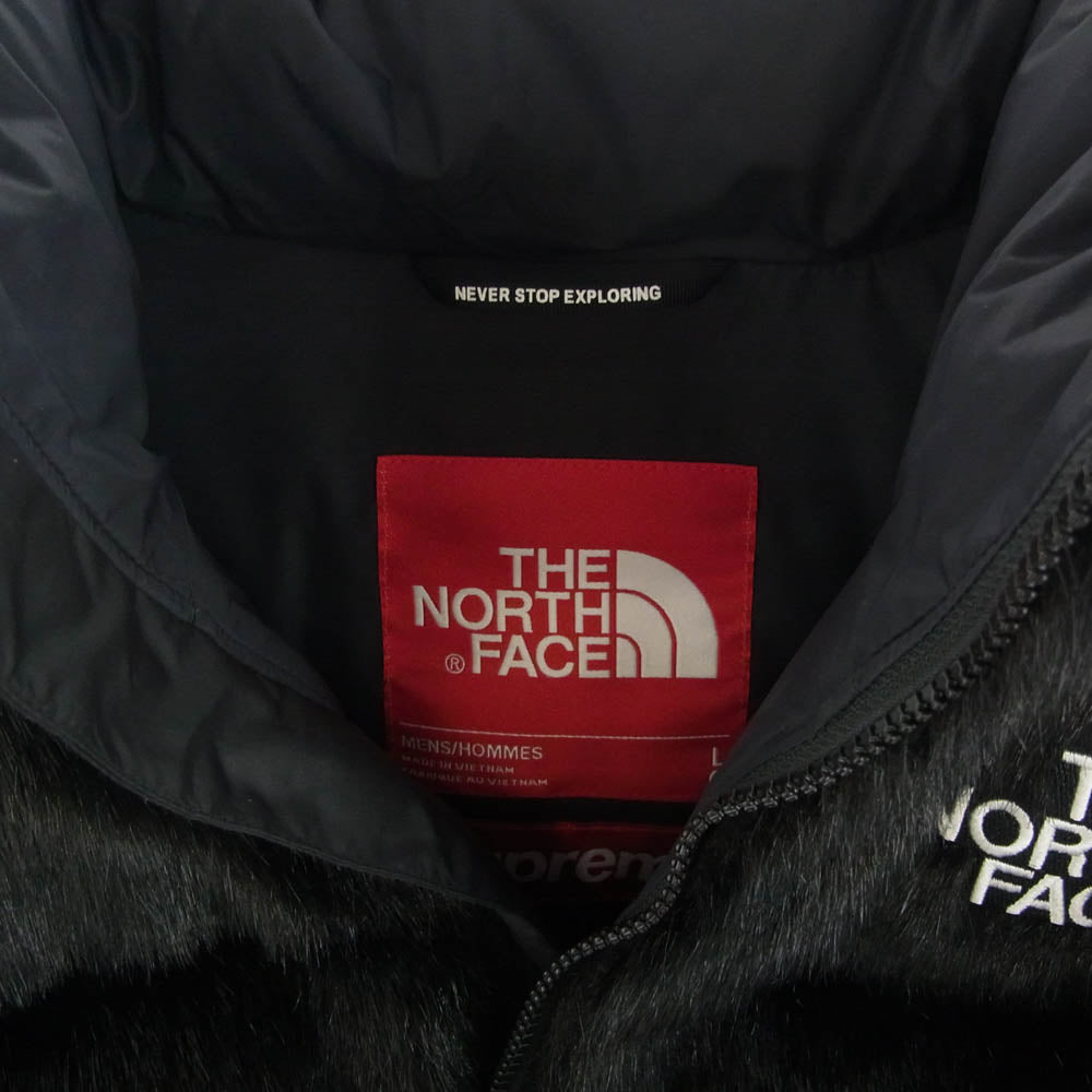 Supreme シュプリーム 20AW × The North Face ノースフェイス Faux Fur Nuptse Jacket フェイク ファー ヌプシ ダウン ジャケット ブラック系 L【美品】【中古】