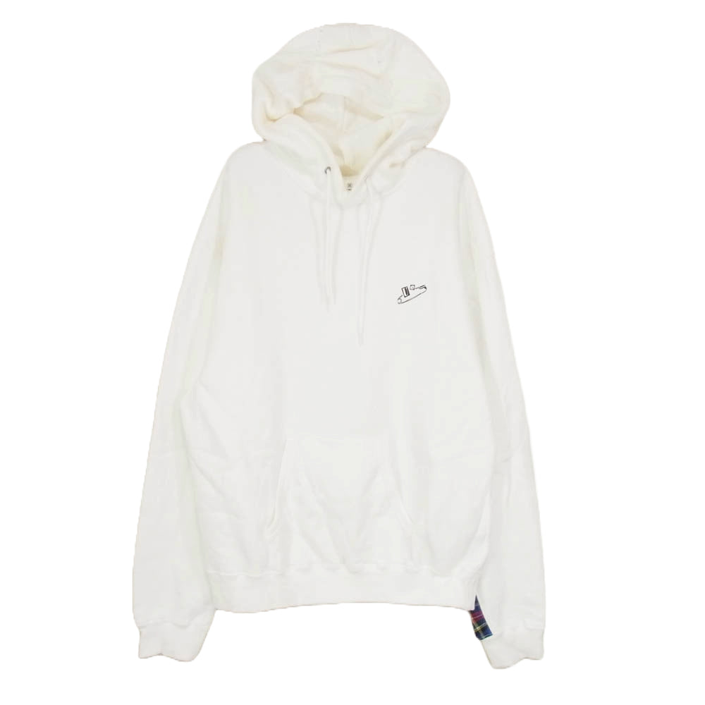 uniform experiment ユニフォームエクスペリメント UE-212006 切替し タータンチェック スウェット パーカー ホワイト系 2【中古】