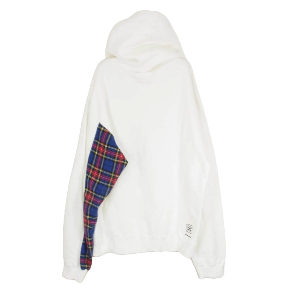 uniform experiment ユニフォームエクスペリメント UE-212006 切替し タータンチェック スウェット パーカー ホワイト系 2【中古】