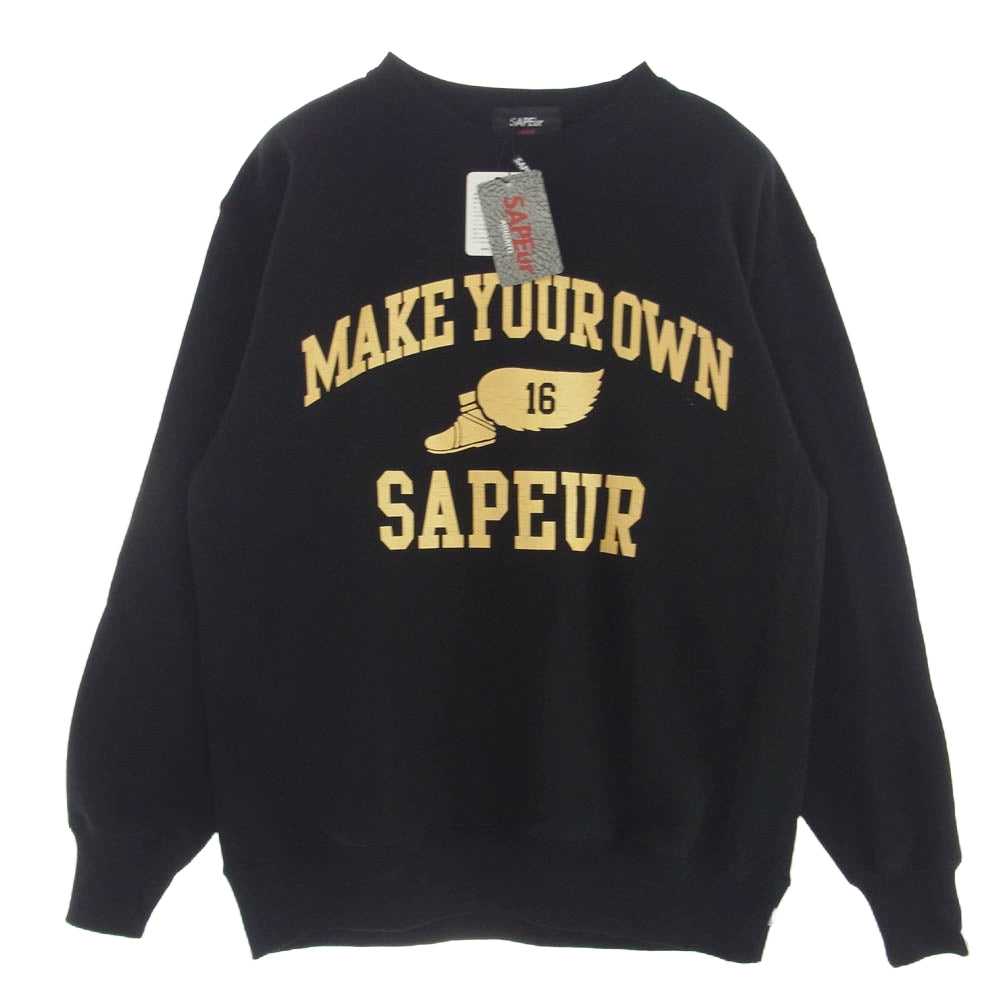 SAPEUR サプール A0022-026 MAKE YOUR OWN ロゴ プリント スウェット ブラック L ブラック系 L【美品】【中古】