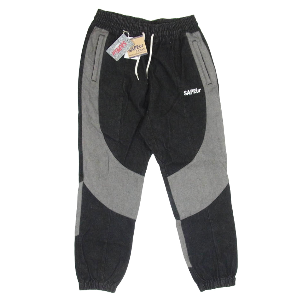 SAPEUR サプール A0021-177 DENIM TRACK PANTS デニムトラック パンツ ブラック系 L【中古】