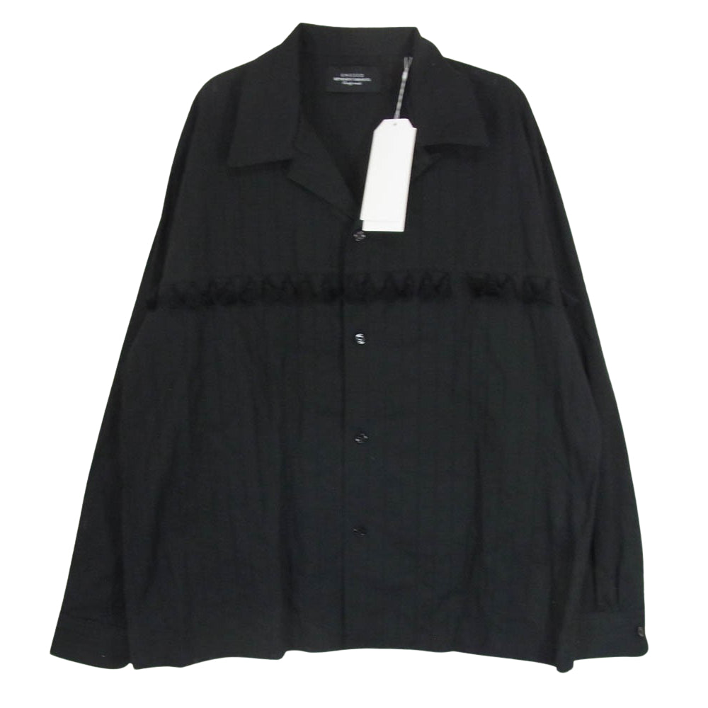 UNUSED アンユーズド 24SS US2438-C003S3 Long sleeve fringe shirt フリンジ オープンカラー 長袖 シャツ ブラック系 3【新古品】【未使用】【中古】