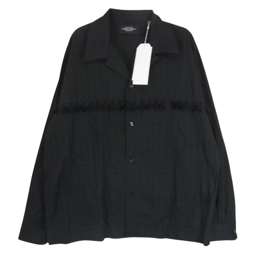 UNUSED アンユーズド 24SS US2438-C003S3 Long sleeve fringe shirt フリンジ オープンカラー 長袖 シャツ ブラック系 3【新古品】【未使用】【中古】