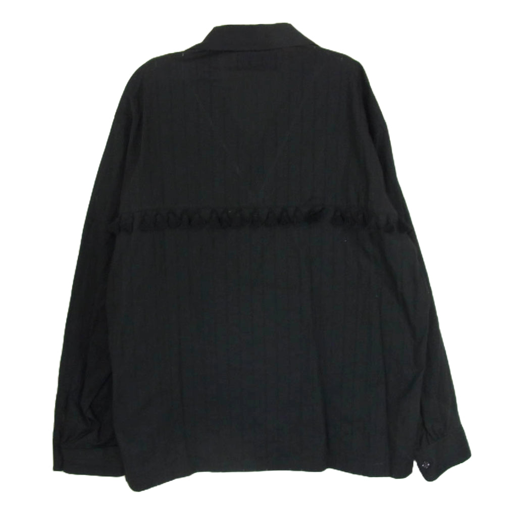 UNUSED アンユーズド 24SS US2438-C003S3 Long sleeve fringe shirt フリンジ オープンカラー 長袖 シャツ ブラック系 3【新古品】【未使用】【中古】