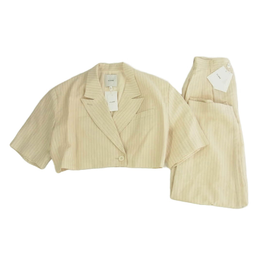 CLANE クラネ 16103-047216110-7322 CROPPED TAILORED JACKET PANTS クロップド ストライプ テーラード ジャケット スラックス パンツ セットアップ オフホワイト系 上-1、下-0【新古品】【未使用】【中古】