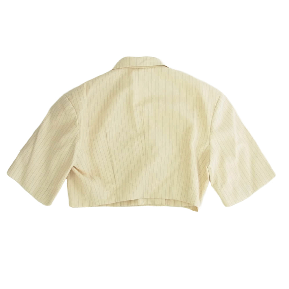 CLANE クラネ 16103-047216110-7322 CROPPED TAILORED JACKET PANTS クロップド ストライプ テーラード ジャケット スラックス パンツ セットアップ オフホワイト系 上-1、下-0【新古品】【未使用】【中古】