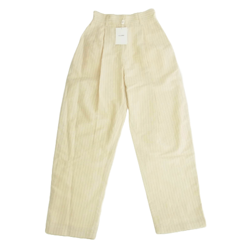 CLANE クラネ 16103-047216110-7322 CROPPED TAILORED JACKET PANTS クロップド ストライプ テーラード ジャケット スラックス パンツ セットアップ オフホワイト系 上-1、下-0【新古品】【未使用】【中古】