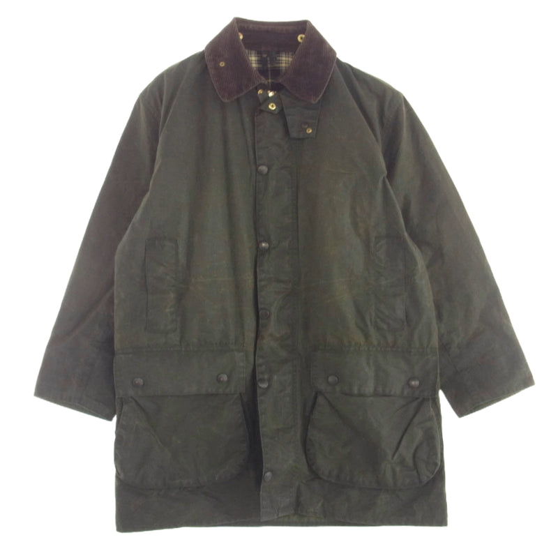 Barbour バブアー 80s～90s 英国製 3ワラント BORDER JACKET オイルド ワックスドコットン ボーダー ジャケット カーキ系 C40/102CM【中古】