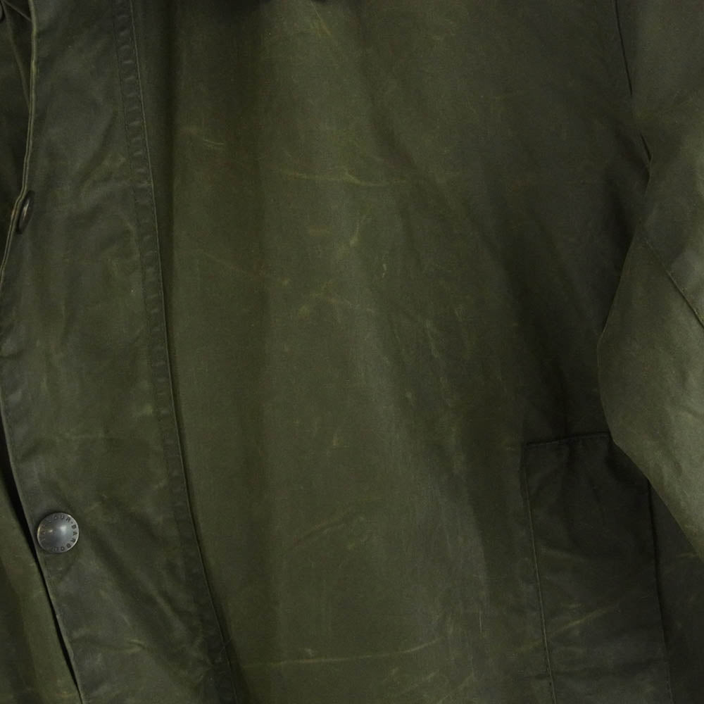Barbour バブアー 80s～90s 英国製 3ワラント BORDER JACKET オイルド ワックスドコットン ボーダー ジャケット カーキ系 C40/102CM【中古】