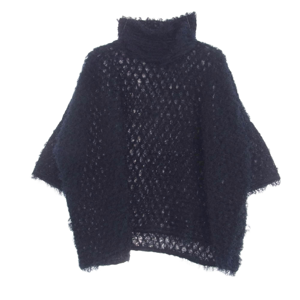 ISSEY MIYAKE イッセイミヤケ ME ミー MI01FJ261 SHAGGY PLEATS プルオーバー シャギープリーツ 七分袖 カットソー ニット ネイビー系【中古】