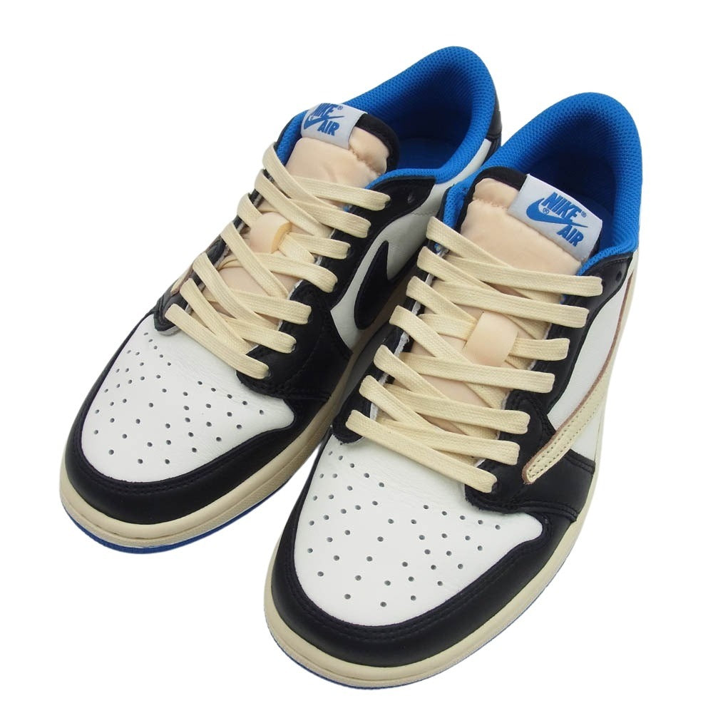NIKE ナイキ DM7866-140 【フェイクバスター鑑定済】TRAVIS SCOTT FRAGMENT DESIGN AIR JORDAN 1 LOW OG SP トラヴィススコット フラグメント エアジョーダン1 ローカットスニーカー ホワイト系 ブルー系 24.5cm【中古】
