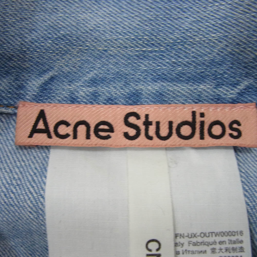 ACNE STUDIOS アクネストゥディオズ FN-UX-OUTW000016 オーバーサイズ ユニセックス フィット ダメージ加工 デニム ジャケット インディゴブルー系 XS【中古】