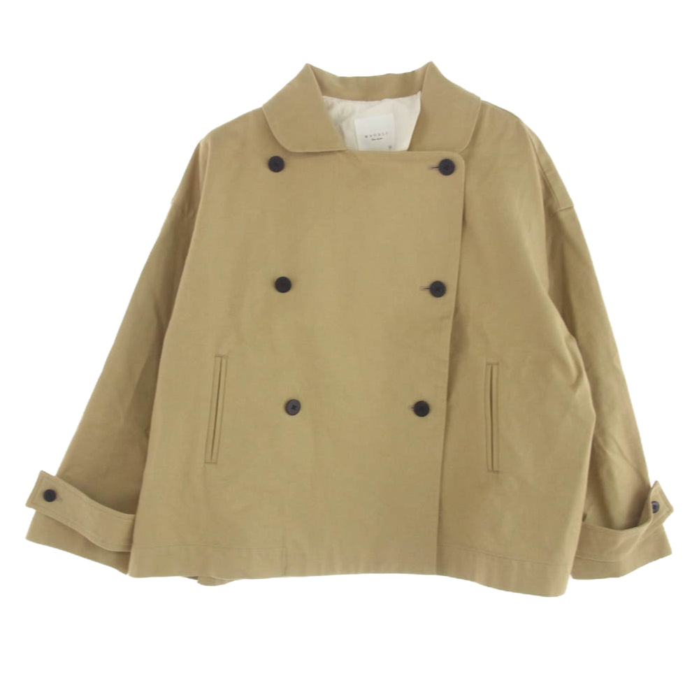 マガリ コットンサージ ショート ハーフ コート ジャケット ライトブラウン系【中古】