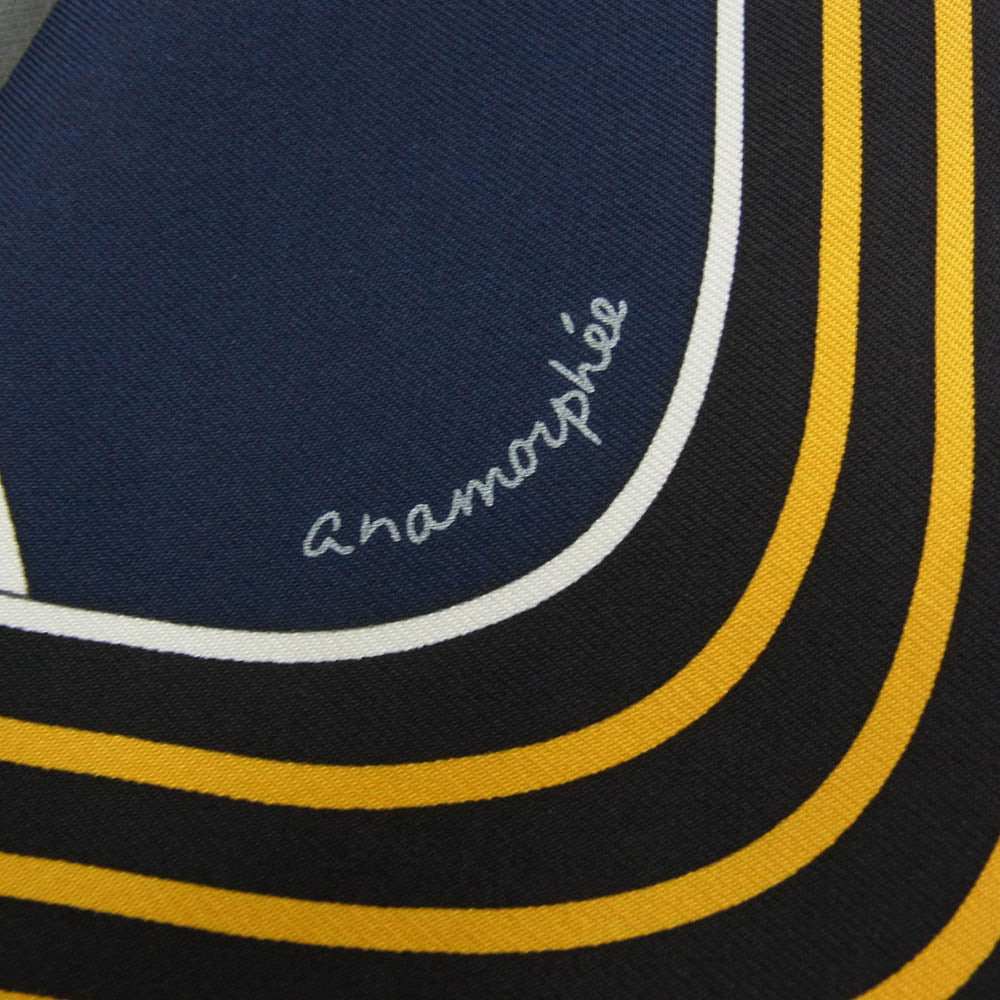 HERMES エルメス シルク100% SPORT エルメススポーツ カレ90? スカーフ ブラック系 グレー系 マルチカラー系【中古】