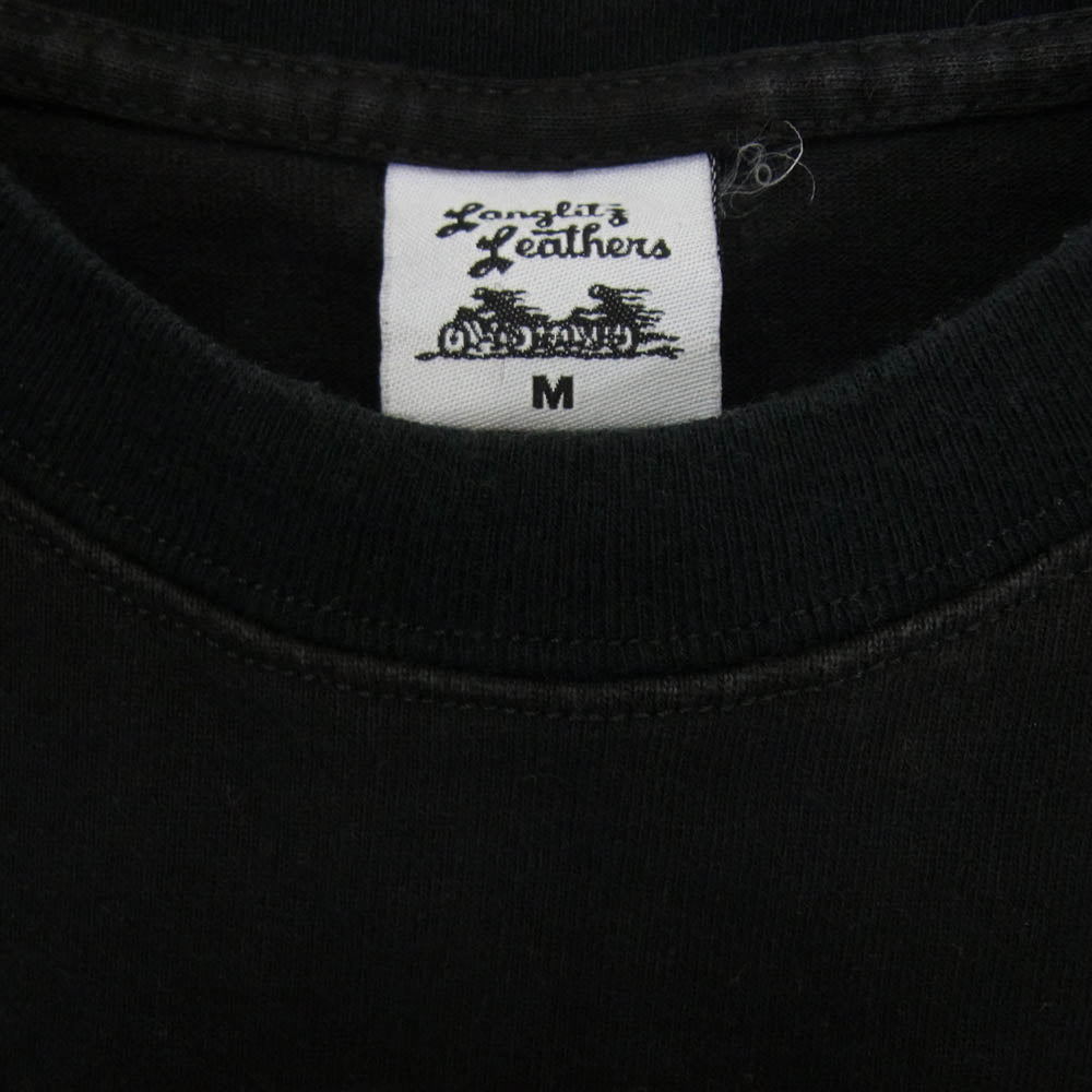 LANGLITZ LEATHERS ラングリッツレザーズ プリント 半袖 ショートスリーブ クルーネック Tシャツ ブラック系 M【中古】