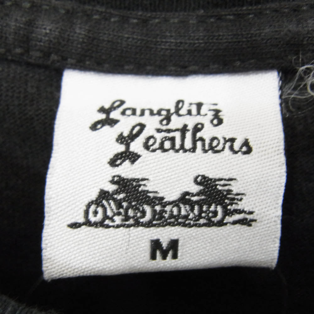 LANGLITZ LEATHERS ラングリッツレザーズ プリント 半袖 ショートスリーブ クルーネック Tシャツ ブラック系 M【中古】
