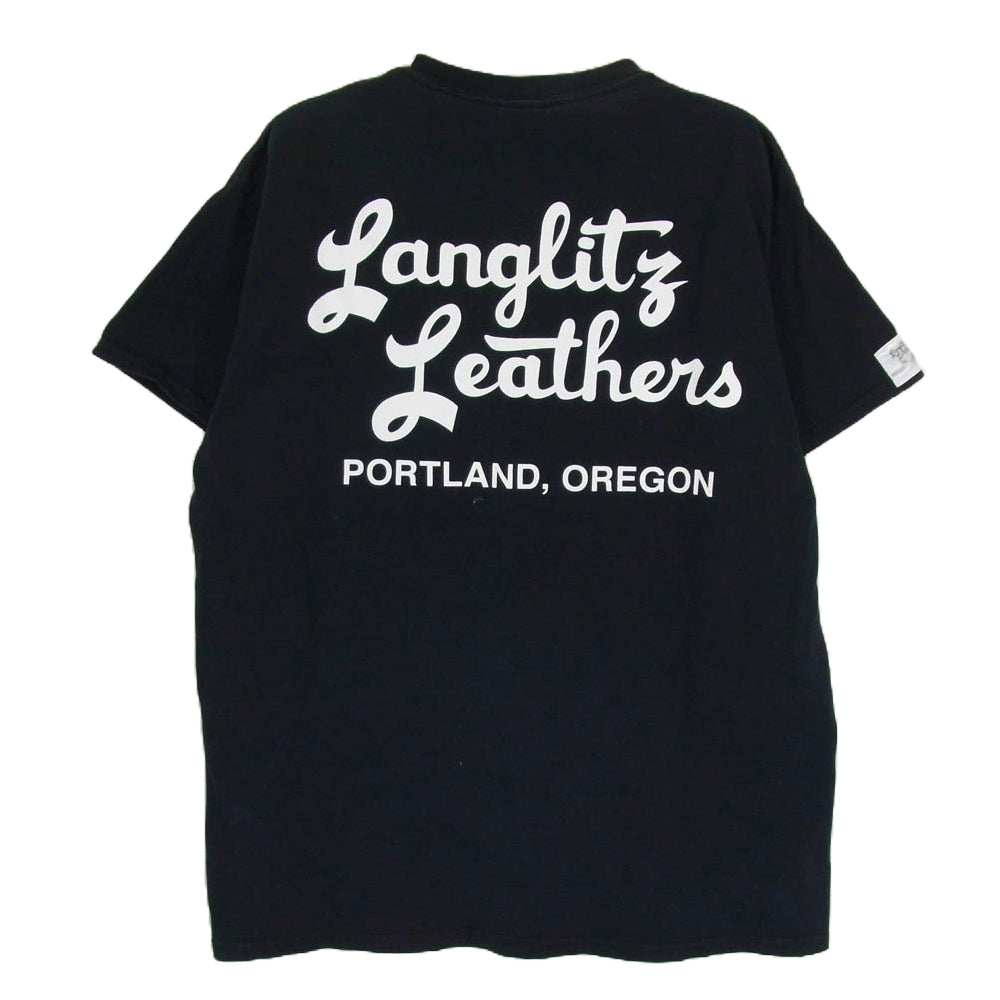 LANGLITZ LEATHERS ラングリッツレザーズ プリント 半袖 ショートスリーブ クルーネック Tシャツ ブラック系 M【中古】